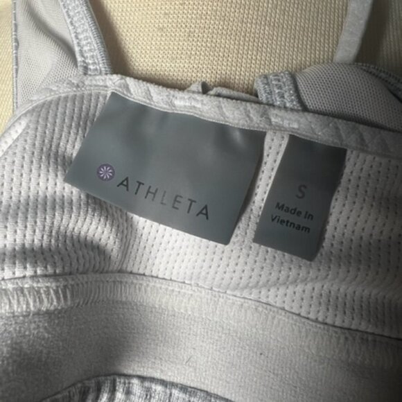 Athleta Womens White And Light Grey Athletic Workout Fitted Sports Bra Size S - Picture 8 of 8